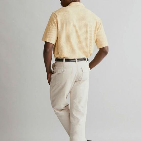 NWT Madewell Textured Easy Short Sleeve Seersucker Camp Shirt XL Butter Yellow - Picture 2 of 14